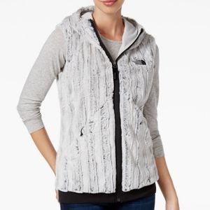 The north face faux fur vest with hoodie